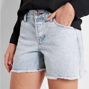 Express Mid Rise Covered Button Fly Boyfriend Jean Shorts